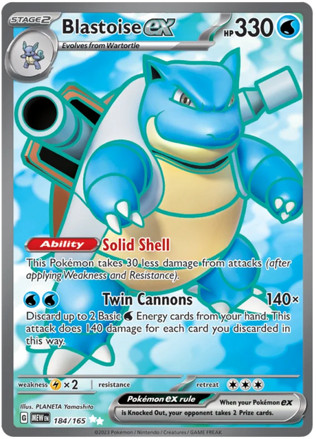 Blastoise ex Full Art 151 Single Pokemon Card