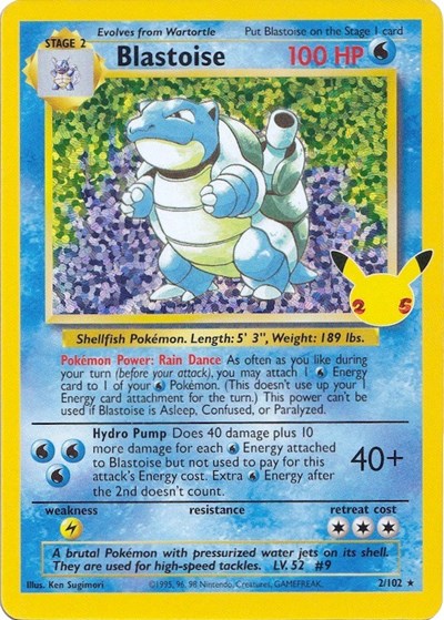 Blastoise Celebrations Classic Collection Pokemon Card Single 2/102