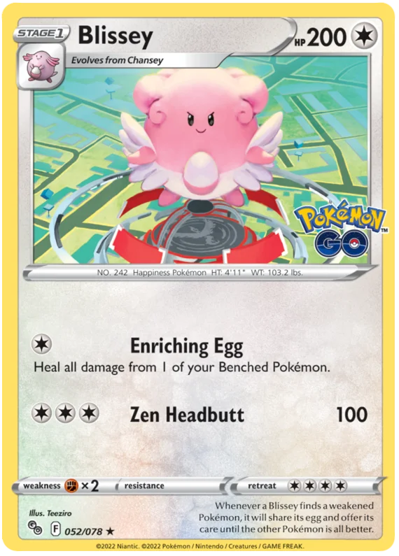 Blissey Pokemon GO Card Singles 052/078