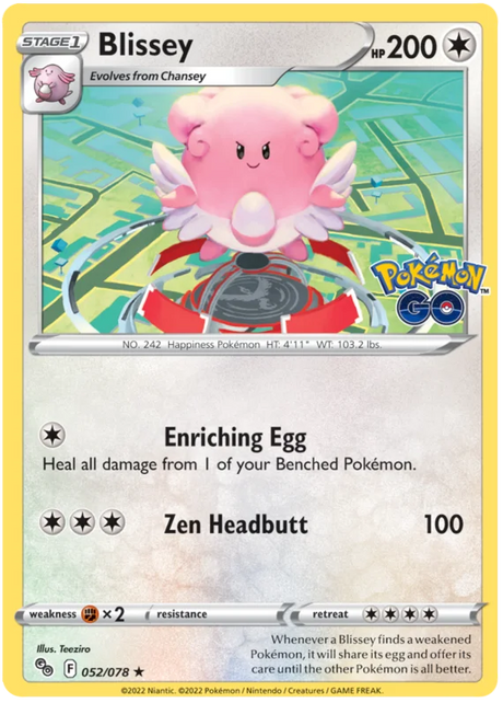 Blissey Pokemon GO Card Singles 052/078