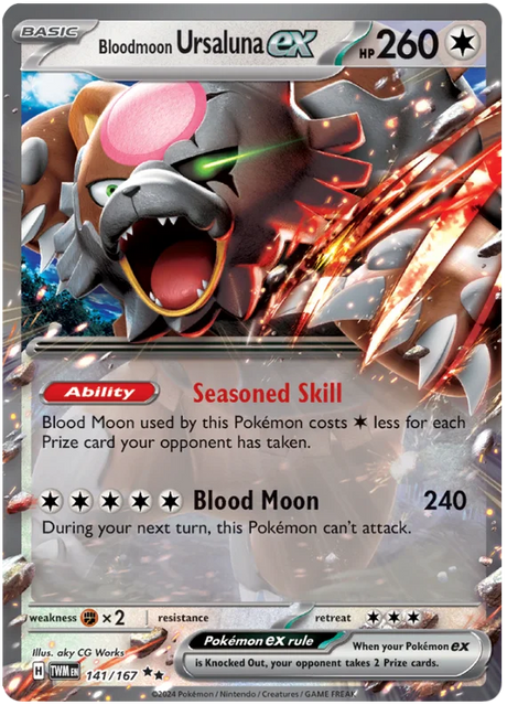 Bloodmoon Ursaluna ex Twilight Masquerade Pokemon Single 141/167