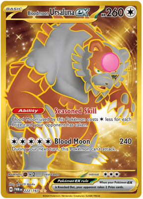 Bloodmoon Ursaluna ex (Gold) Twilight Masquerade Pokemon Single 222/167