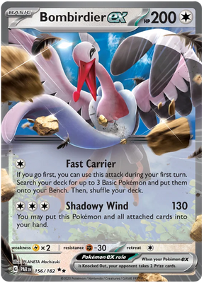 Bombirdier ex Paradox Rift Single Pokemon Card 156/182