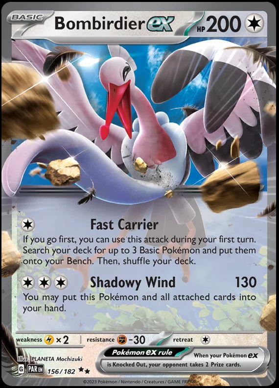 Bombirdier ex Paradox Rift Single Pokemon Card 156/182