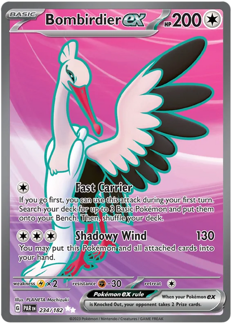Bombirdier ex Full Art Paradox Rift Single Pokemon Card 234/182