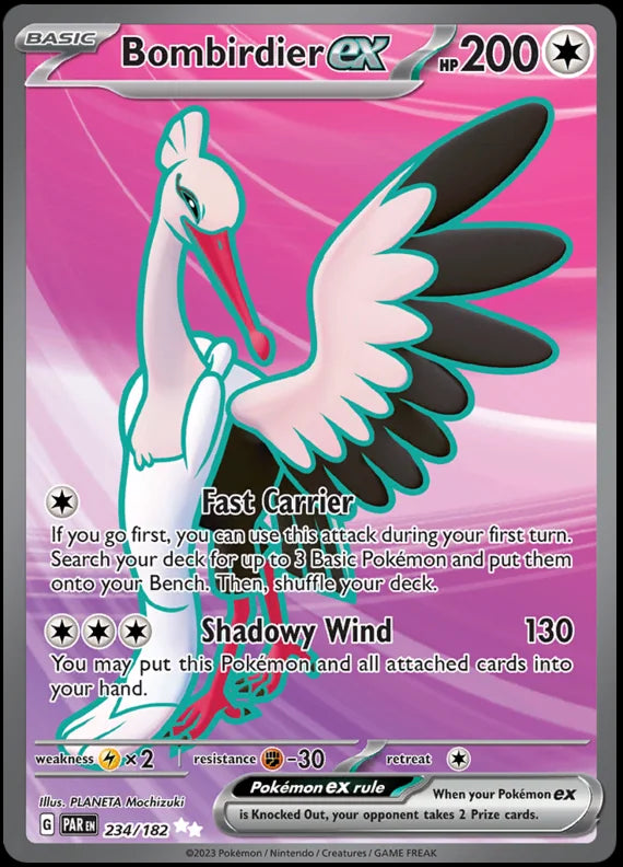 Bombirdier ex Full Art Paradox Rift Single Pokemon Card 234/182