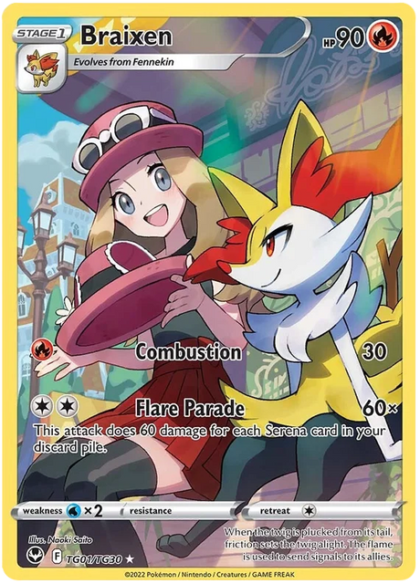 Braixen Silver Tempest Pokemon Single TG01/TG30