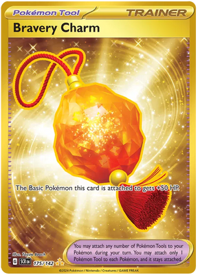 Bravery Charm Hyper Rare (Gold) Stellar Crown Pokemon Single Card 175/142