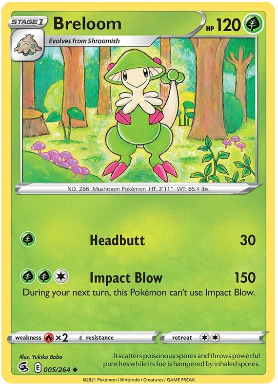 Breloom Fusion Strike Pokemon Card Singles 005/264