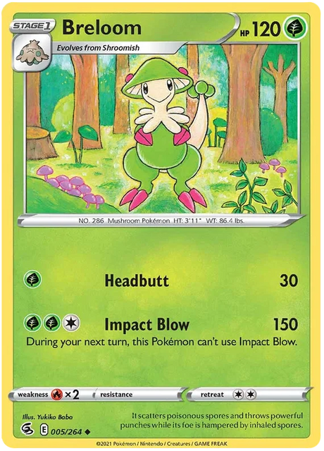 Breloom Fusion Strike Pokemon Card Singles 005/264