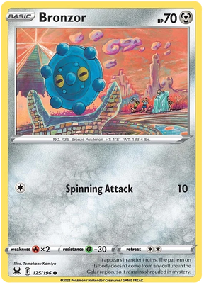 Bronzor Lost Origin Pokemon Single Card 125/196