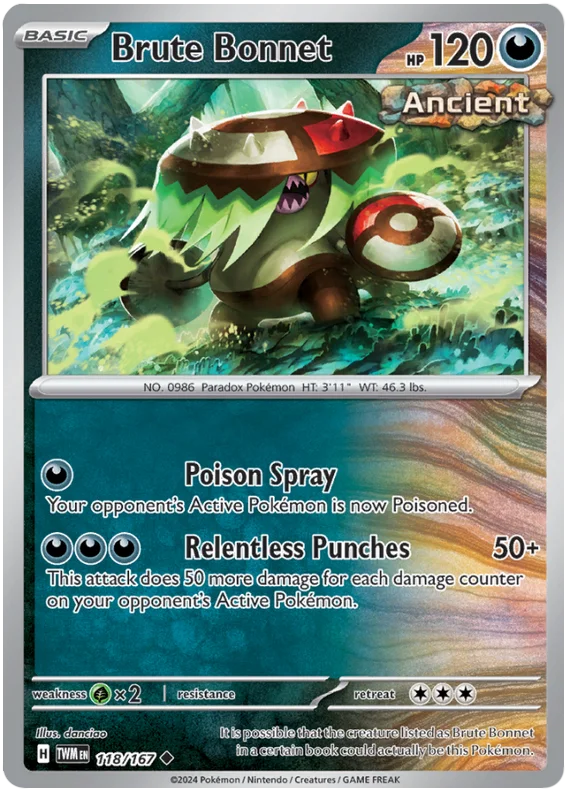 Brute Bonnet Twilight Masquerade Pokemon Single 118/167