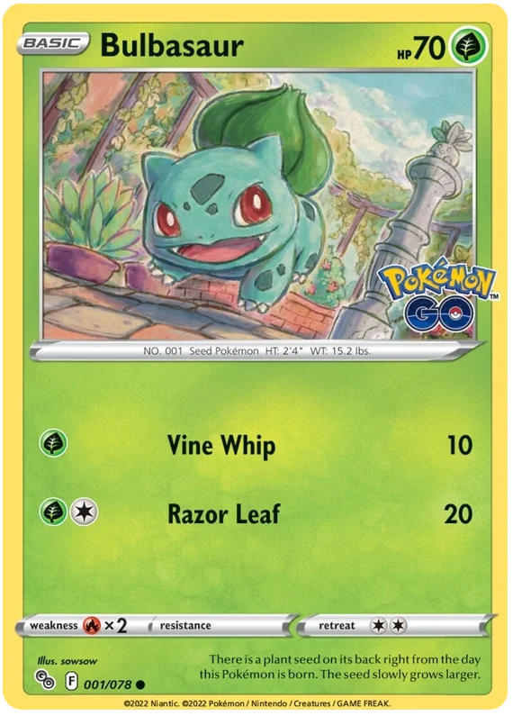Bulbasaur Pokemon GO Card Singles 001/078