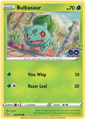 Bulbasaur Pokemon GO Card Singles 001/078