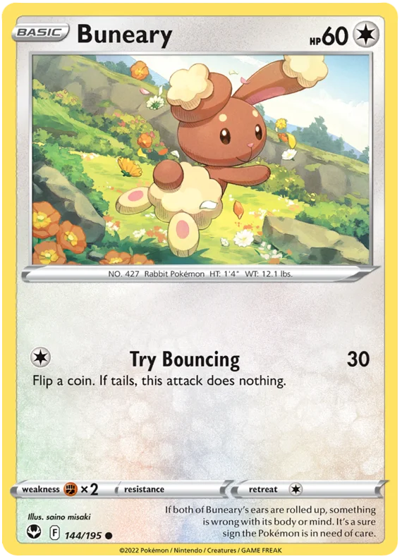 Buneary Silver Tempest Pokemon Single 144/195