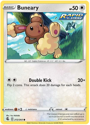 Buneary Fusion Strike Pokemon Card Singles 212/264