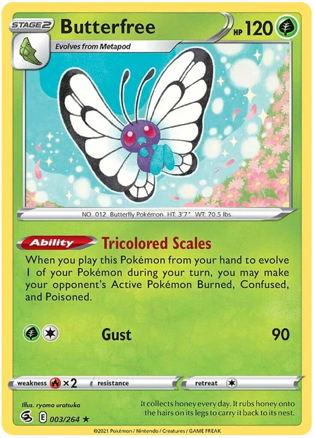 Butterfree Fusion Strike Pokemon Card Singles 003/264