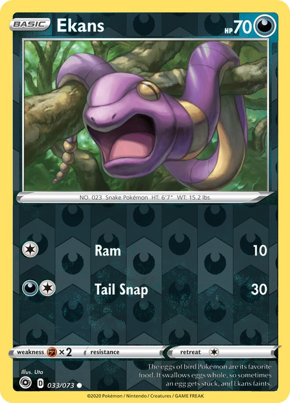 Ekans 033/073, Champion’s Path, Reverse Holo finish, representative matte composite