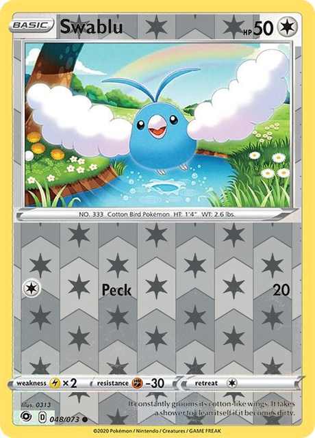 Swablu 048/073, Champion’s Path, Reverse Holo finish, representative matte composite