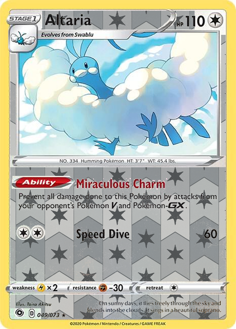 Altaria 049/073, Champion’s Path, Reverse Holo finish, representative matte composite