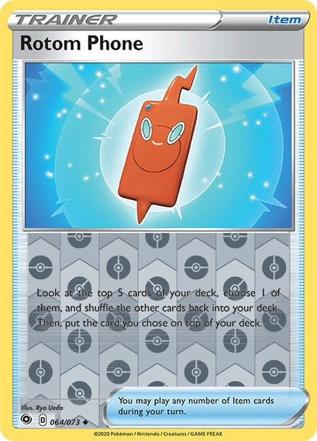 Rotom Phone 064/073, Champion’s Path, Reverse Holo finish, representative matte composite