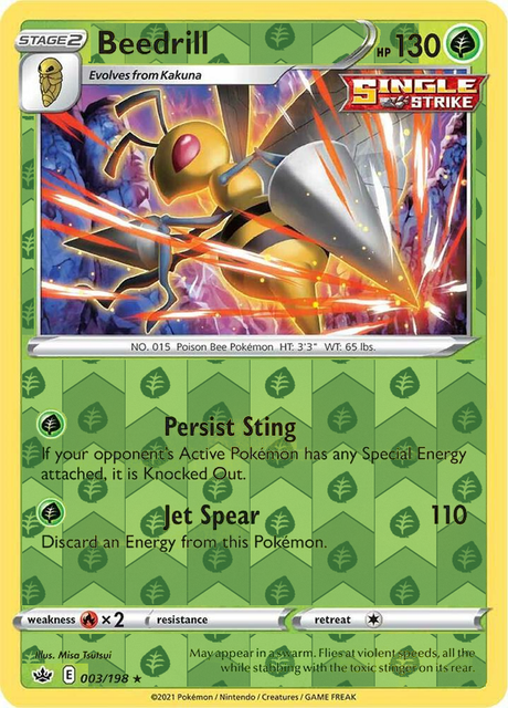 Beedrill 003/198, Chilling Reign, Reverse Holo finish, representative matte composite