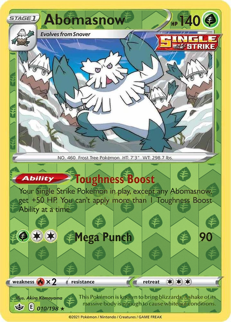 Abomasnow 010/198, Chilling Reign, Reverse Holo finish, representative matte composite