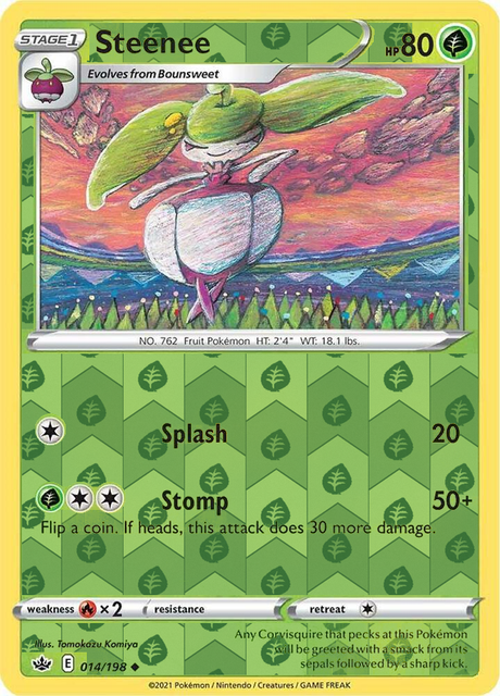 Steenee 014/198, Chilling Reign, Reverse Holo finish, representative matte composite