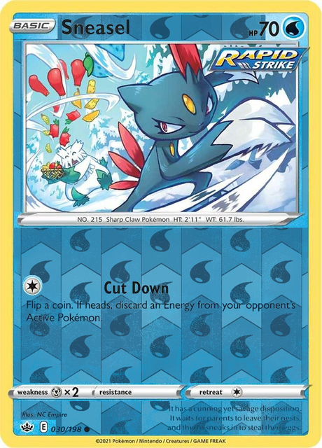 Sneasel 030/198, Chilling Reign, Reverse Holo finish, representative matte composite