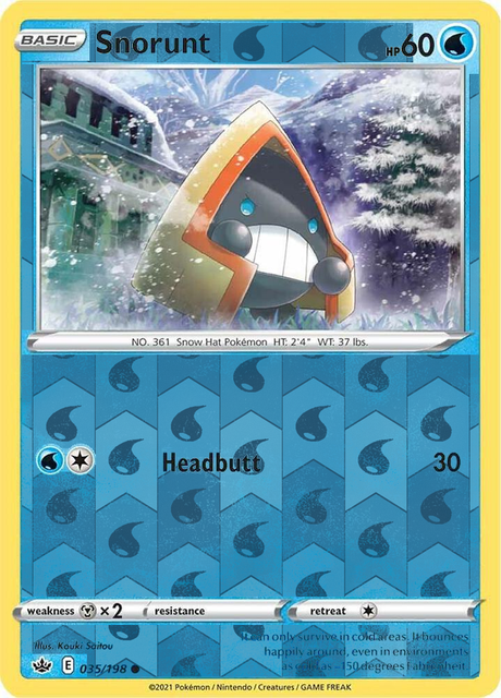 Snorunt 035/198, Chilling Reign, Reverse Holo finish, representative matte composite