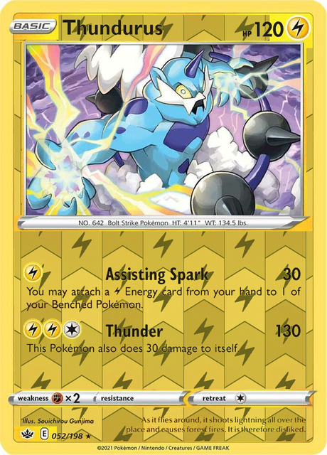 Thundurus 052/198, Chilling Reign, Reverse Holo finish, representative matte composite