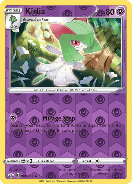 Kirlia 060/198, Chilling Reign, Reverse Holo finish, representative matte composite