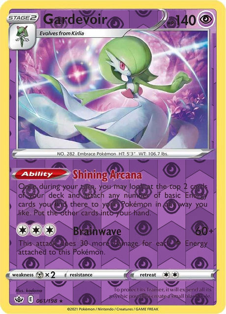 Gardevoir 061/198, Chilling Reign, Reverse Holo finish, representative matte composite