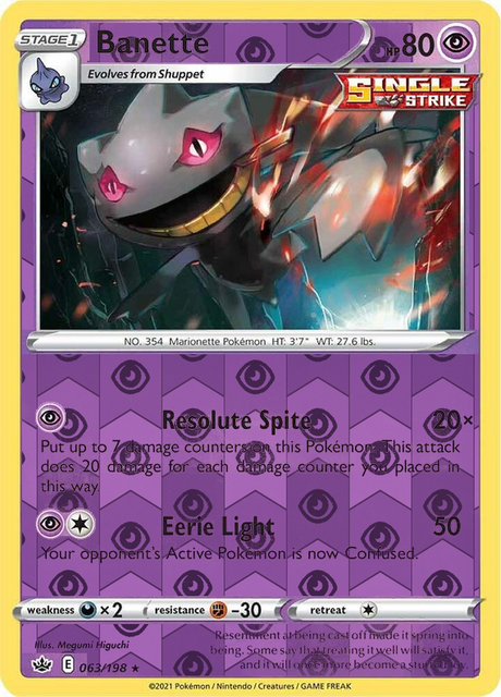 Banette 063/198, Chilling Reign, Reverse Holo finish, representative matte composite
