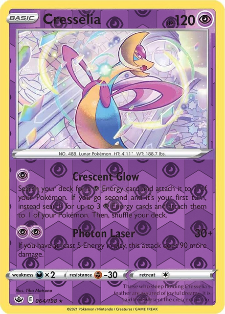 Cresselia 064/198, Chilling Reign, Reverse Holo finish, representative matte composite