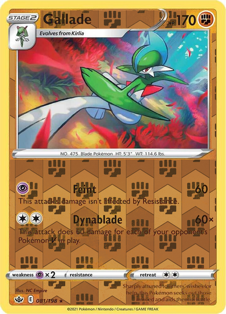 Gallade 081/198, Chilling Reign, Reverse Holo finish, representative matte composite