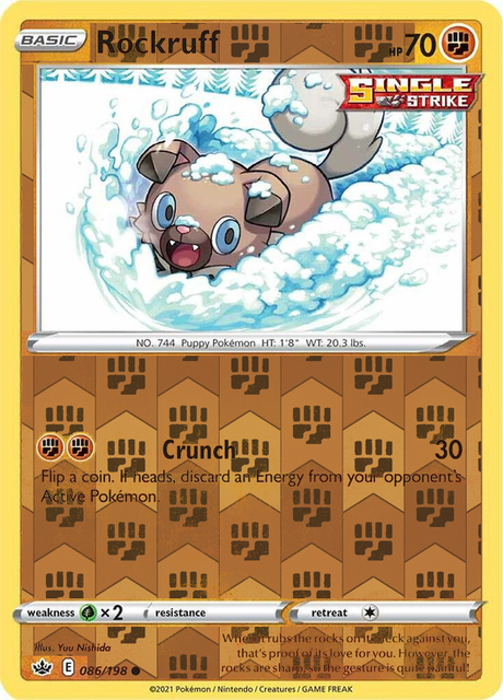 Rockruff 086/198, Chilling Reign, Reverse Holo finish, representative matte composite