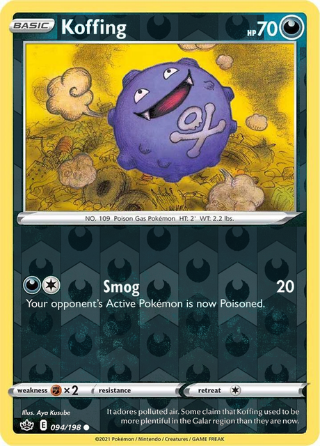 Koffing 094/198, Chilling Reign, Reverse Holo finish, representative matte composite