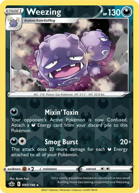 Weezing 095/198, Chilling Reign, Reverse Holo finish, representative matte composite
