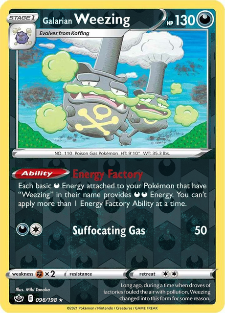 Galarian Weezing 096/198, Chilling Reign, Reverse Holo finish, representative matte composite