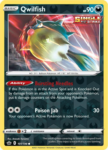 Qwilfish 101/198, Chilling Reign, Reverse Holo finish, representative matte composite