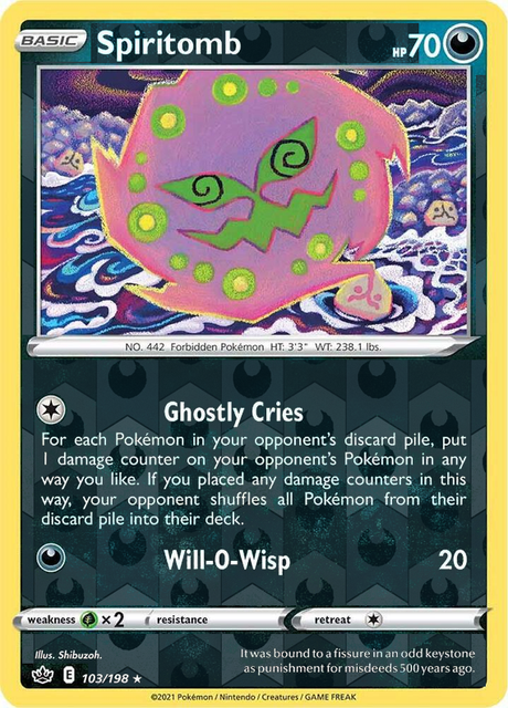 Spiritomb 103/198, Chilling Reign, Reverse Holo finish, representative matte composite