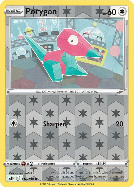 Porygon 116/198, Chilling Reign, Reverse Holo finish, representative matte composite