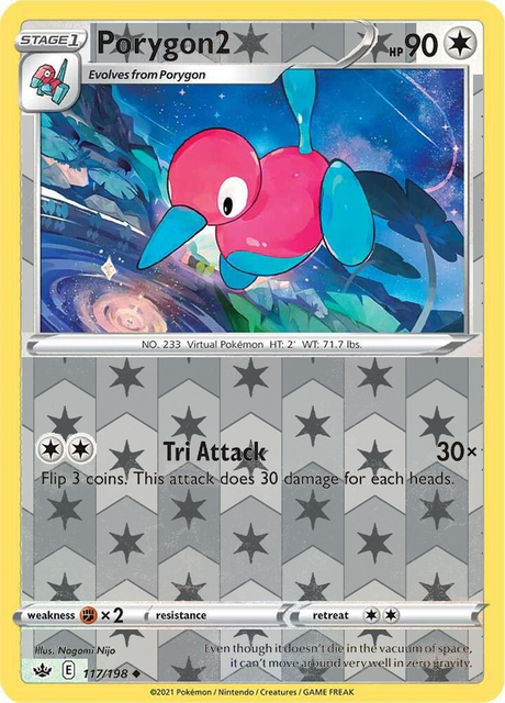 Porygon2 117/198, Chilling Reign, Reverse Holo finish, representative matte composite