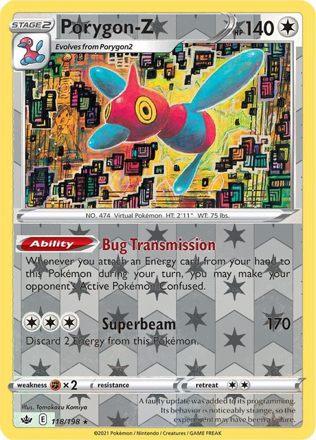 Porygon-Z 118/198, Chilling Reign, Reverse Holo finish, representative matte composite
