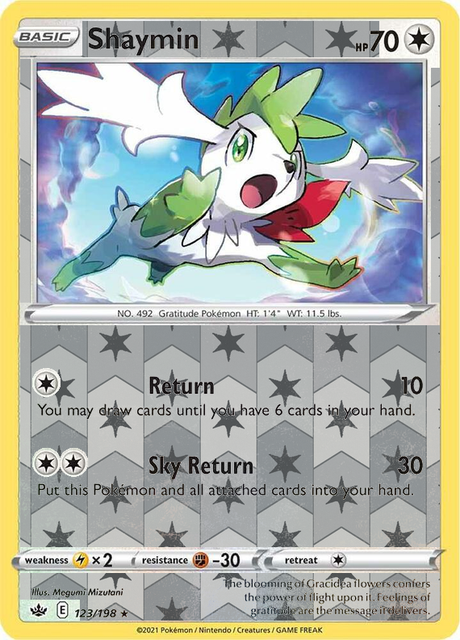 Shaymin 123/198, Chilling Reign, Reverse Holo finish, representative matte composite