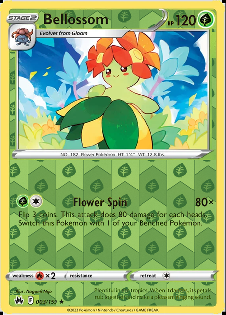 Bellossom 003/159, Crown Zenith, Reverse Holo finish, representative matte composite