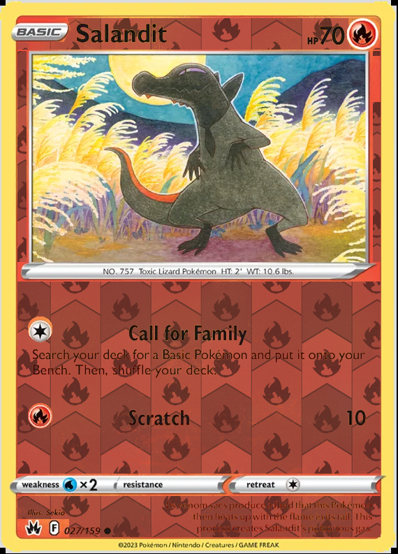 Salandit 027/159, Crown Zenith, Reverse Holo finish, representative matte composite