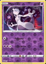 Mewtwo 059/159, Crown Zenith, Reverse Holo finish, representative matte composite