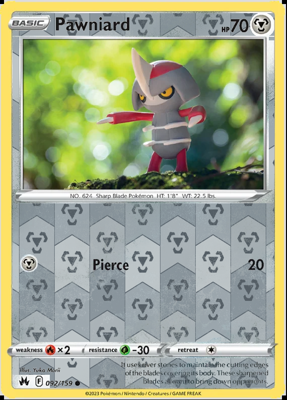 Pawniard 092/159, Crown Zenith, Reverse Holo finish, representative matte composite